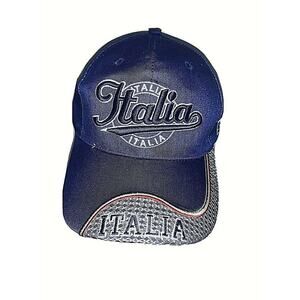 Italia Unisex Blue Cap Hat 3-D Embroidery Flag Adjustable Hook Loop Never Worn